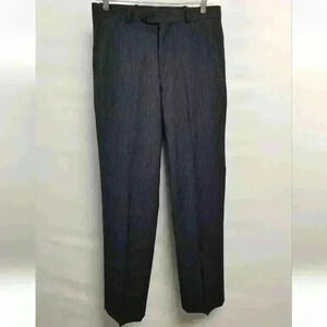 Men's Alfani Slim Fit Navy Stripe Stretch Fabric Flat Front Sz 30X32 $135.00